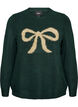 Knitted blouse with glitter bow, Green, Packshot image number 0