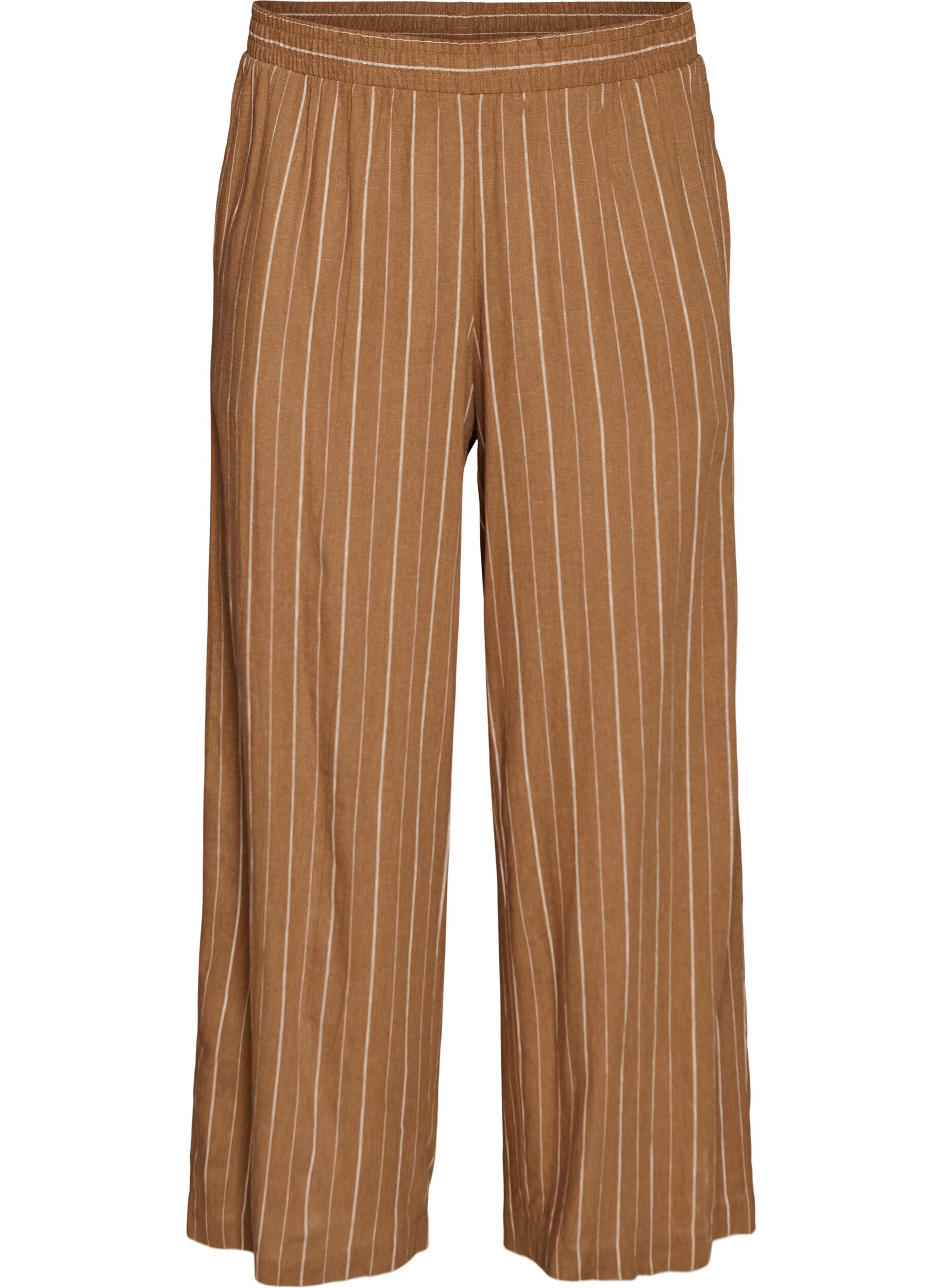 Wide-leg linen and viscose trousers