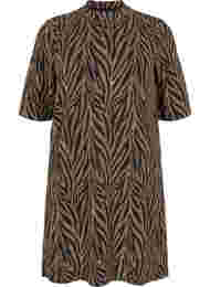 Patterned dress with glitter and short sleeves, Black Lurex AOP, Packshot