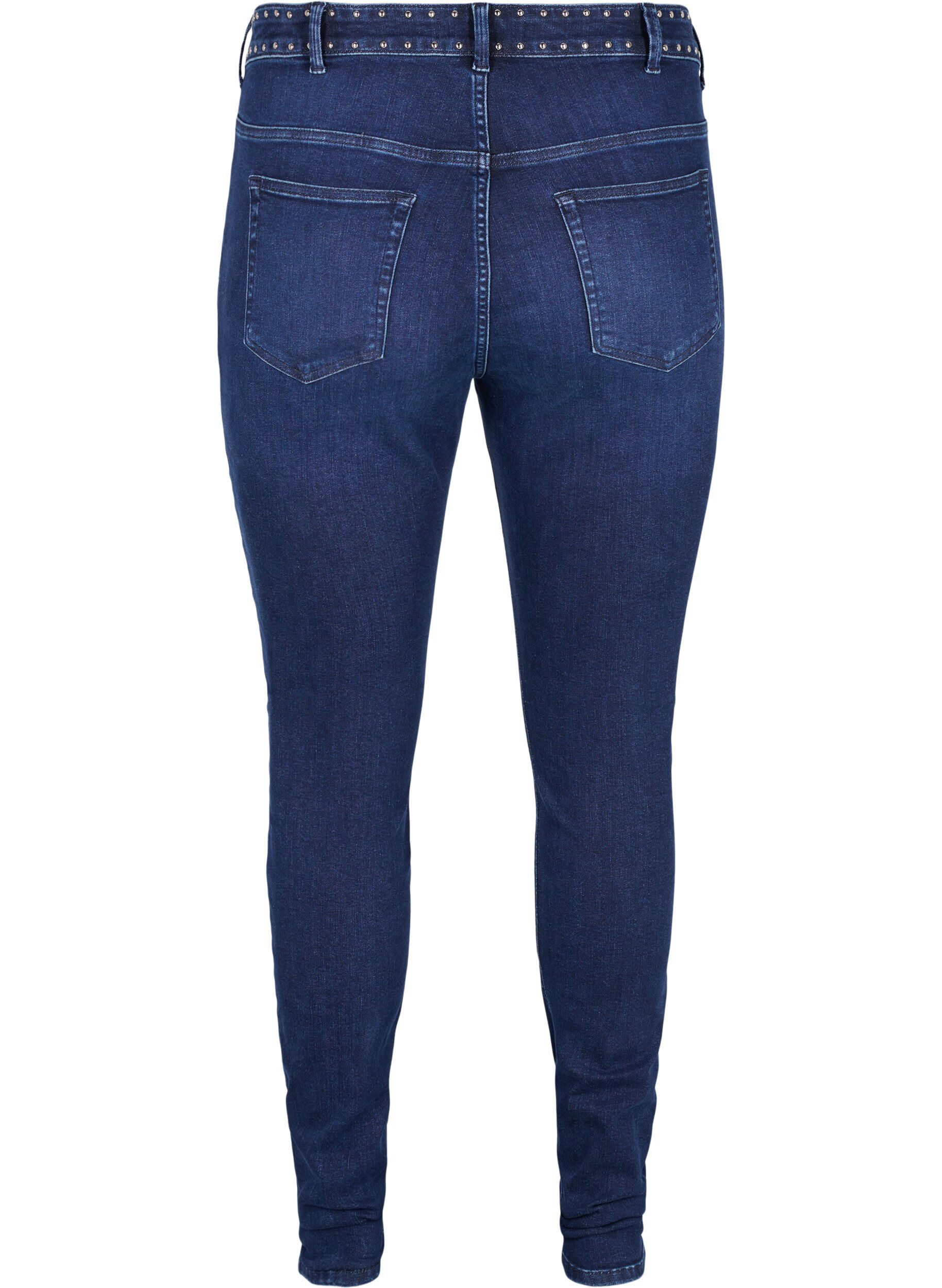 Zizzifashion Super slim Amy jeans with studs, Dark blue, Packshot image number 1