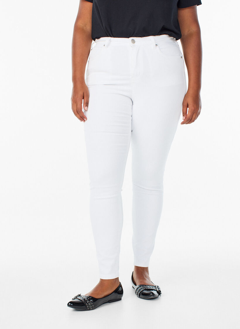 Amy high-waisted super slim fit jeans, White, Model image number 2
