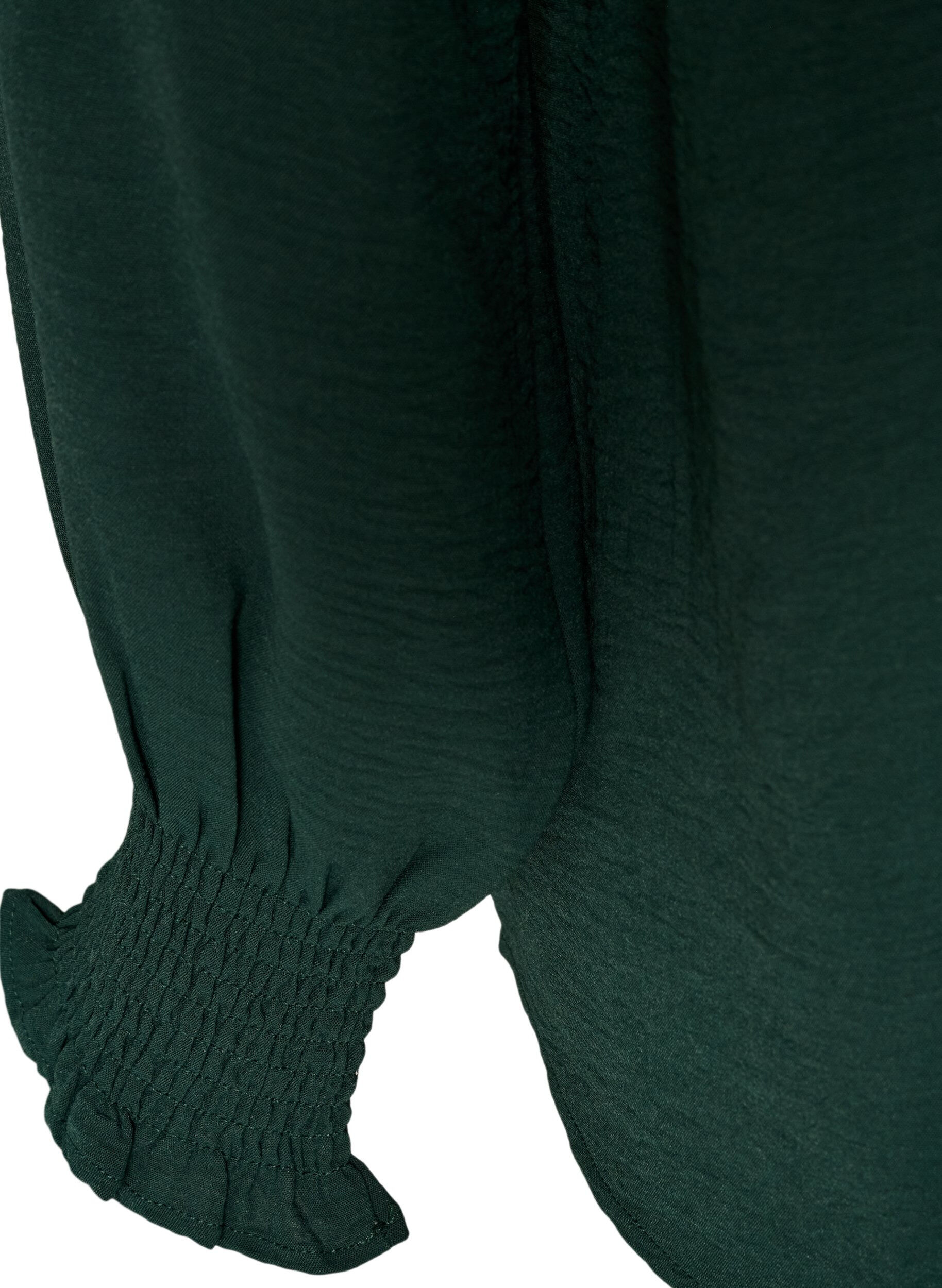 ZizzifashionBlouse with smock cuffs and V-neck, Green, Packshot image number 3