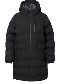 Puffer coat with hood and pockets