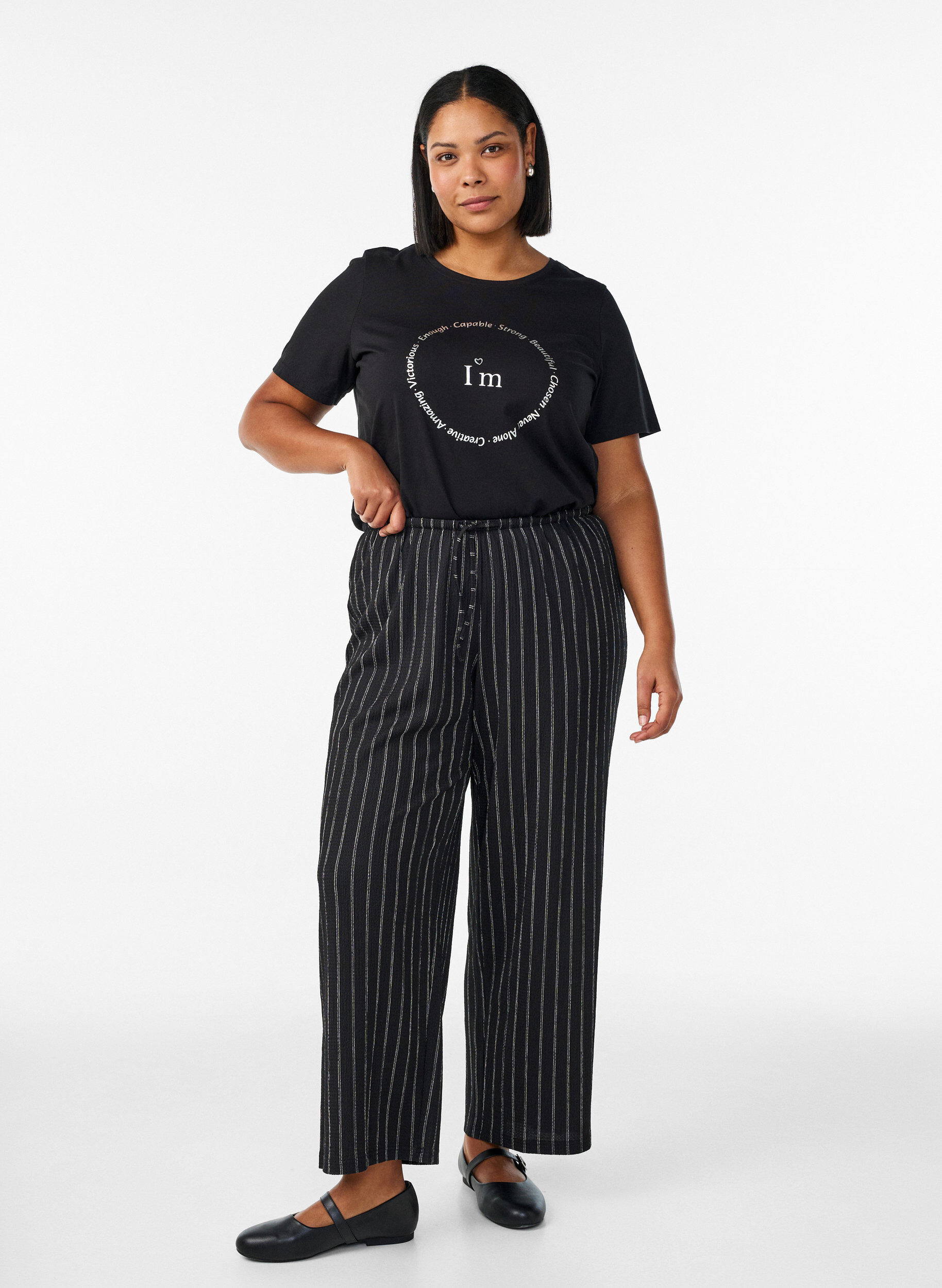 ZizzifashionT-shirt with motif, Black, Model image number 1