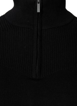 Viscose knit blouse with high neck and zipper, Black, Packshot image number 2