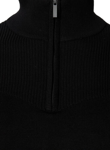Viscose pullover with high neck and zipper, Black, Packshot image number 2