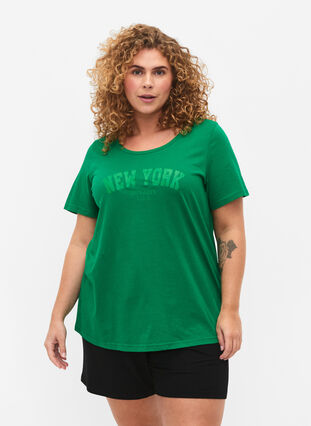 Cotton t-shirt with text print, Jolly Green W. New, Model image number 0