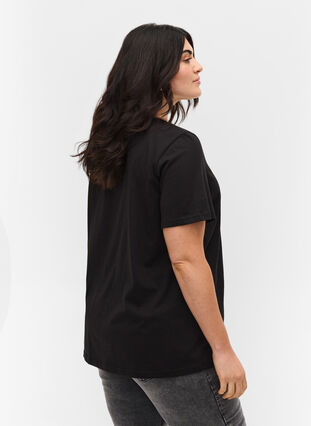 Short-sleeved cotton t-shirt with print, Black Embrace, Model image number 1