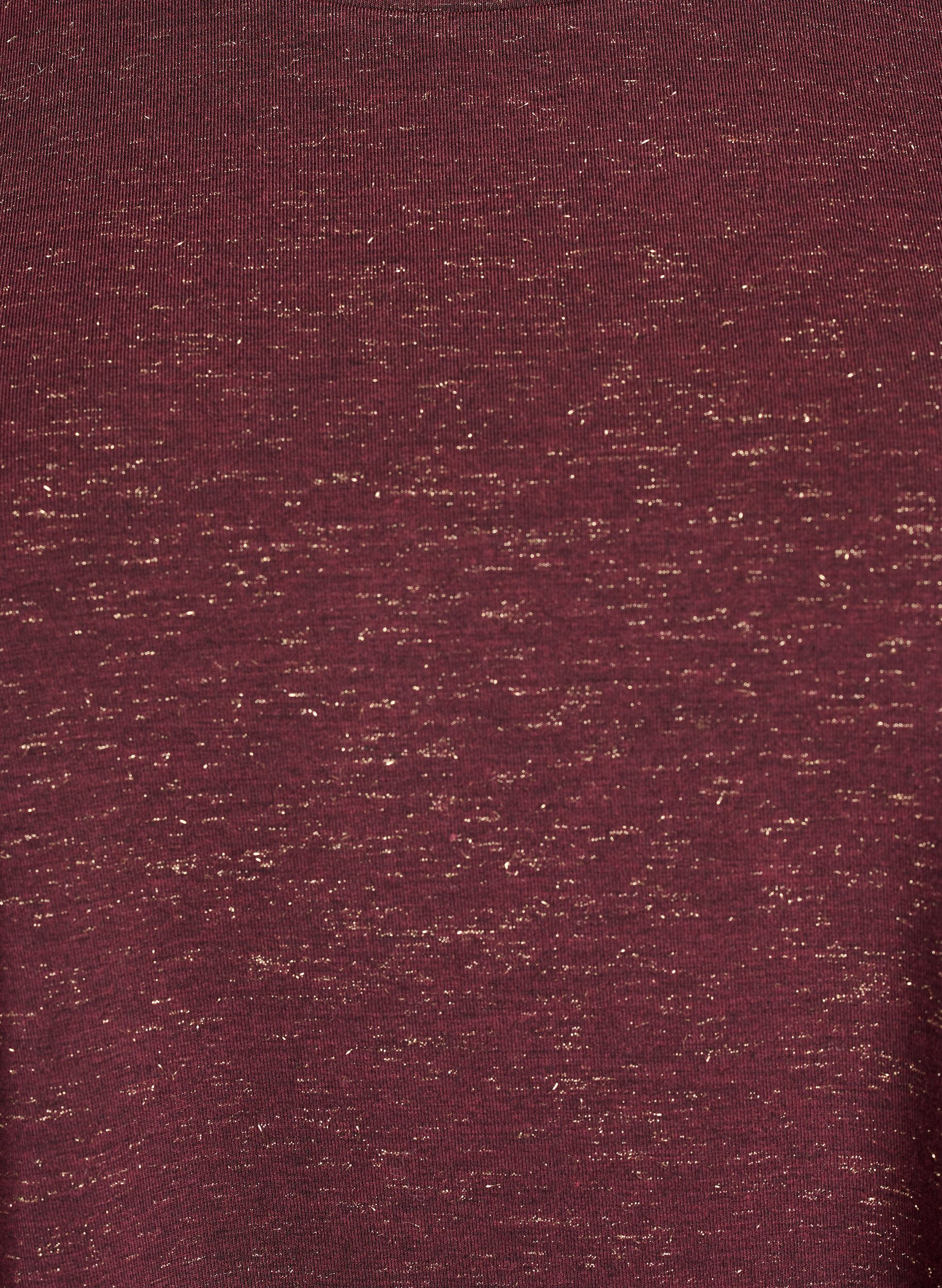 Zizzifashion T-shirt with glitter and short puff sleeves, Dark Bordeaux, Packshot image number 2