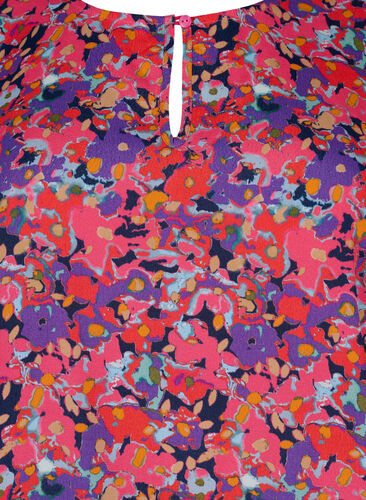 Viscose blouse with floral print and smock, Pink Small Fl. AOP, Packshot image number 2