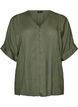 Viscose blouse with crochet trim and buttons, Green, Packshot image number 0