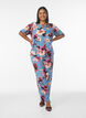 Loose viscose trousers with print, Blue, Model image number 0