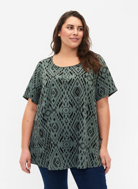 FLASH - Blouse with short sleeves and print, Balsam Graphic, Model