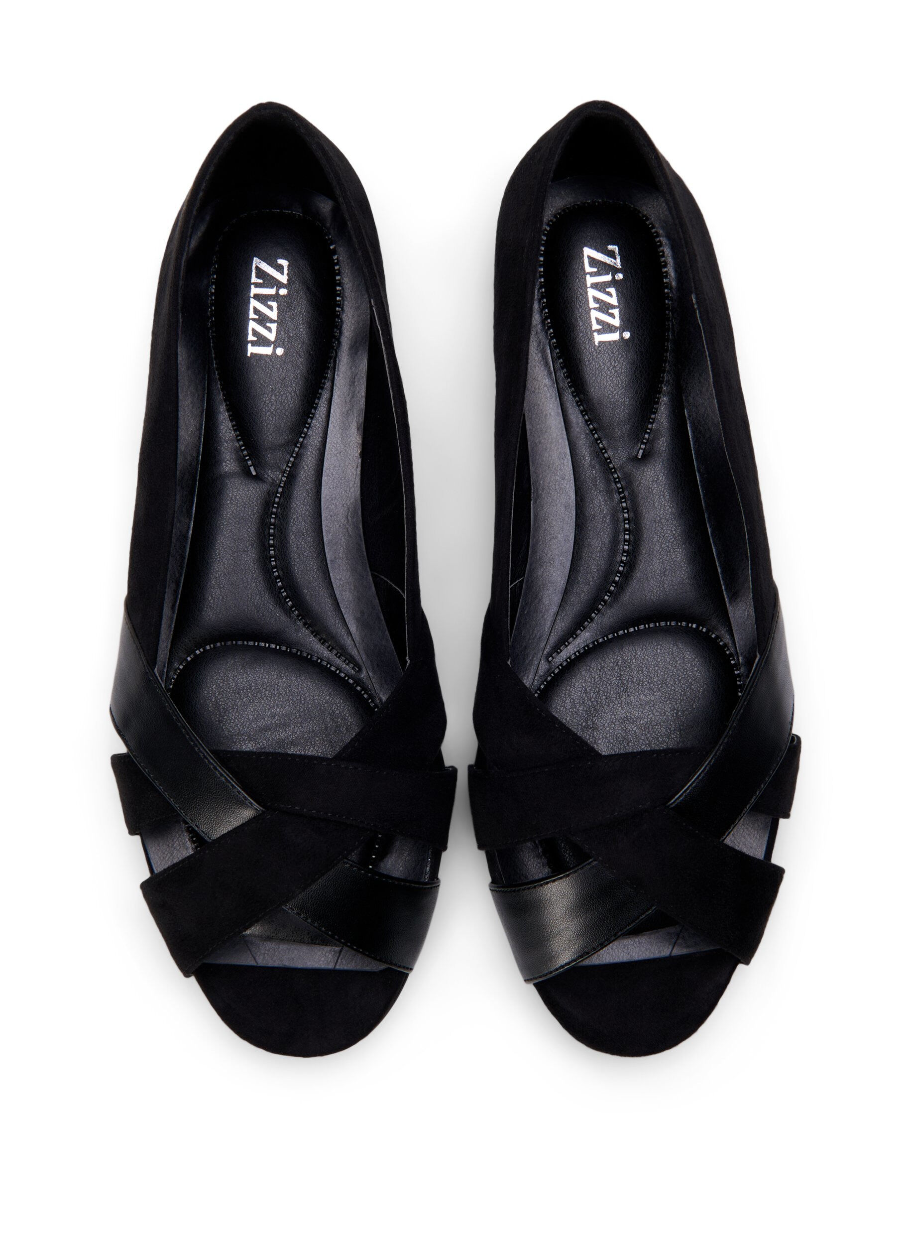 Zizzifashion Pointed wide fit ballerina shoes, Black, Packshot image number 2