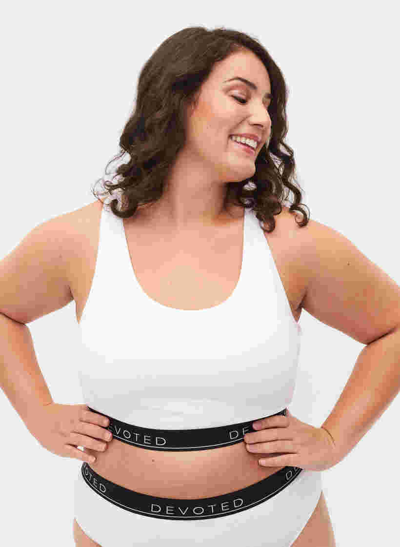 Cotton bra with round neckline, B. White/Upper Font, Model image number 0