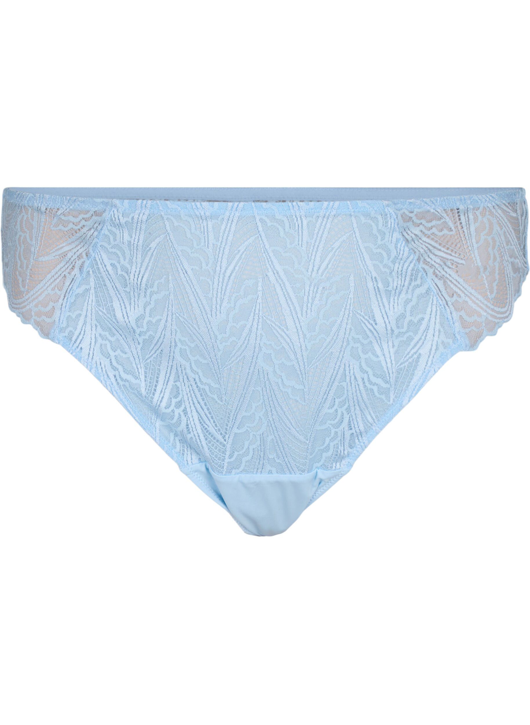 Zizzifashion G-string briefs with lace and a regular waist, Blue, Packshot image number 0