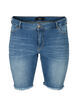 High-waisted denim shorts with raw hems, Dark blue denim, Packshot image number 0