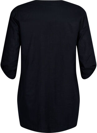 Tunic in cotton with 3/4 sleeves, Black, Packshot image number 1