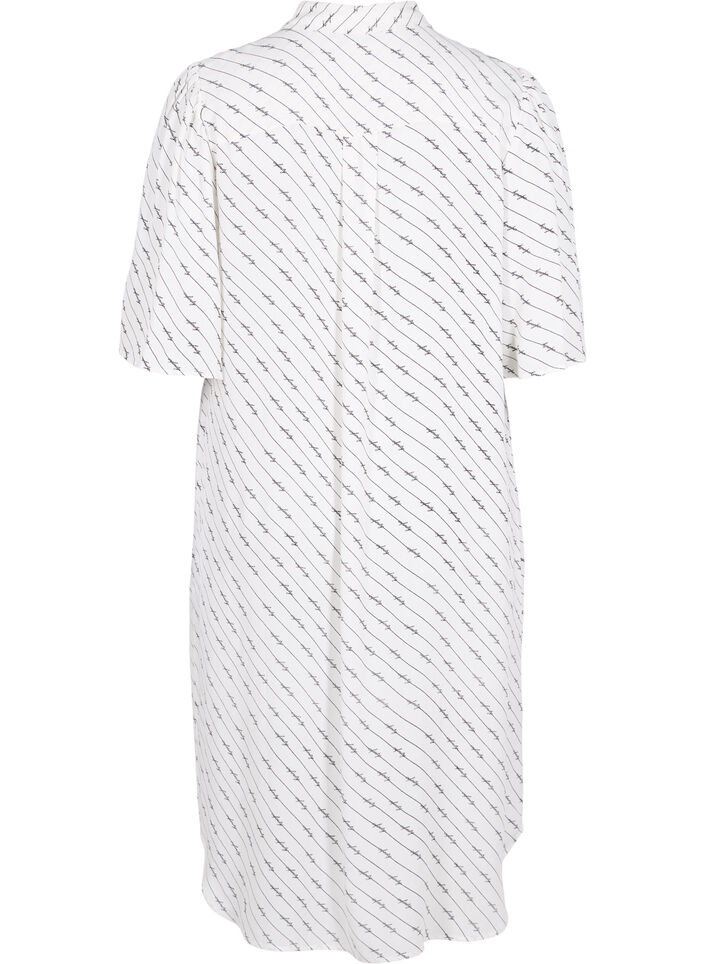 Striped shirt dress in viscose, White AOP, Packshot image number 1