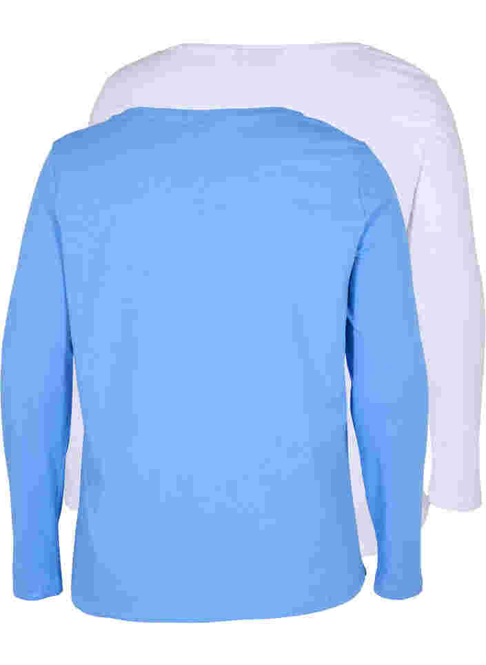 Basic cotton blouse 2-pack, Ultramarine/White, Packshot image number 1