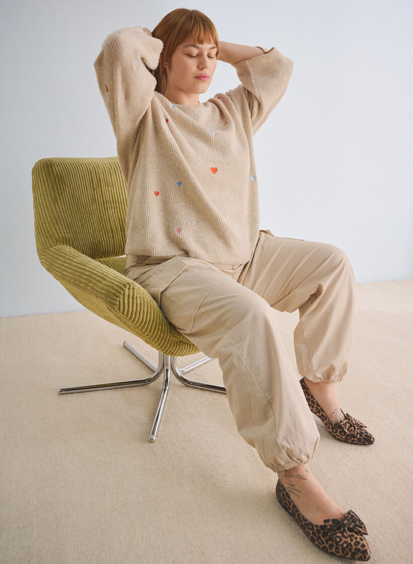 High-waisted cargo trousers, Beige, Image image number 0