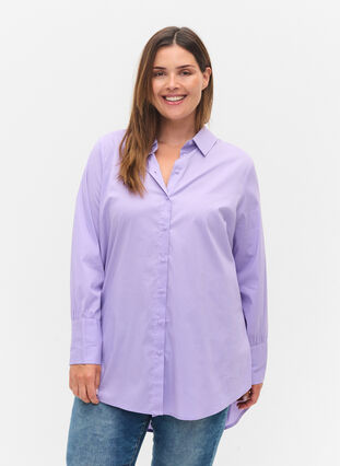 Long-sleeved shirt with high cuffs, Lavender, Model image number 0