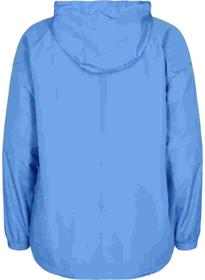 Short jacket with hood and adjustable bottom hem, Ultramarine, Packshot image number 1