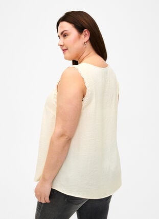 Top with lace and cross detail, White Smoke, Model image number 1