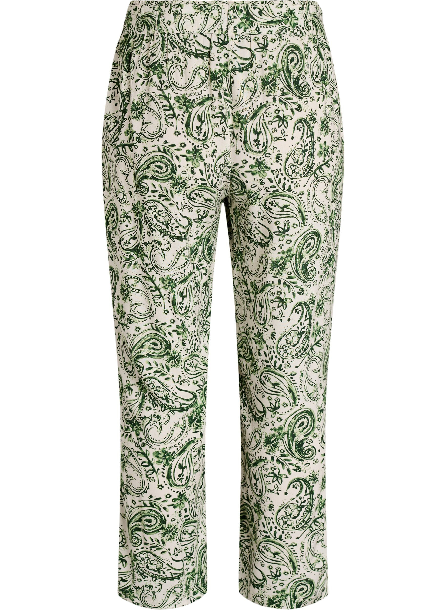 ZizzifashionHigh-waisted viscose trousers, Green, Packshot image number 1