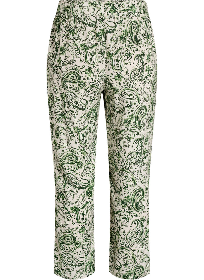 High-waisted viscose trousers, Green, Packshot image number 1