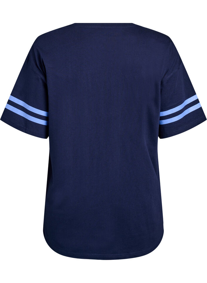 Sporty oversized college T-shirt, Blue, Packshot image number 1