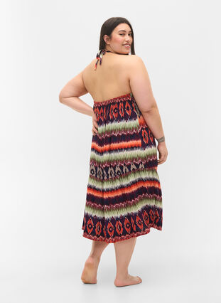 Long beach dress in viscose, Ethnic AOP, Model image number 1