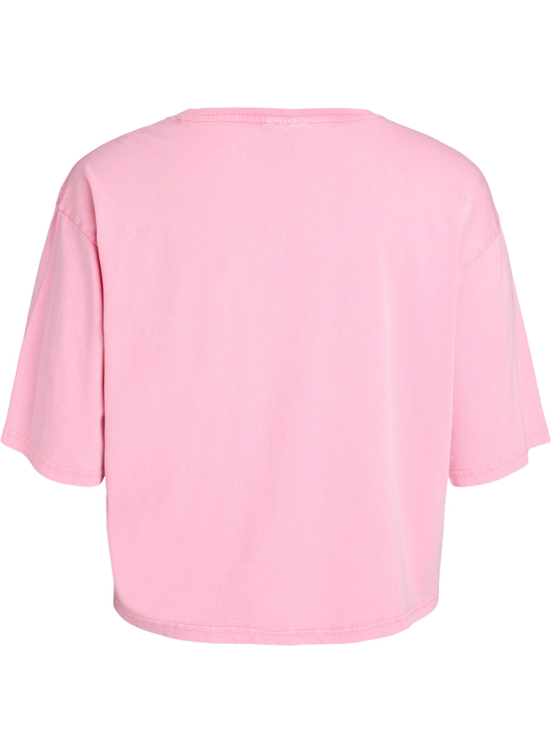 Zizzifashion Boxy t-shirt in organic cotton, Pink, Packshot image number 1