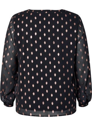 Printed blouse with v-neckline, Black/R.Gold Diamond, Packshot image number 1