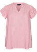 Viscose and linen blouse with ruffle sleeves, Pink, Packshot image number 0