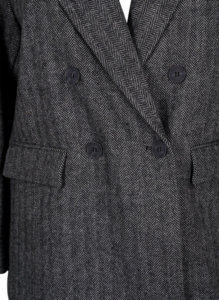 Wool-blend blazer with pockets, Dark Grey Melange, Packshot image number 2