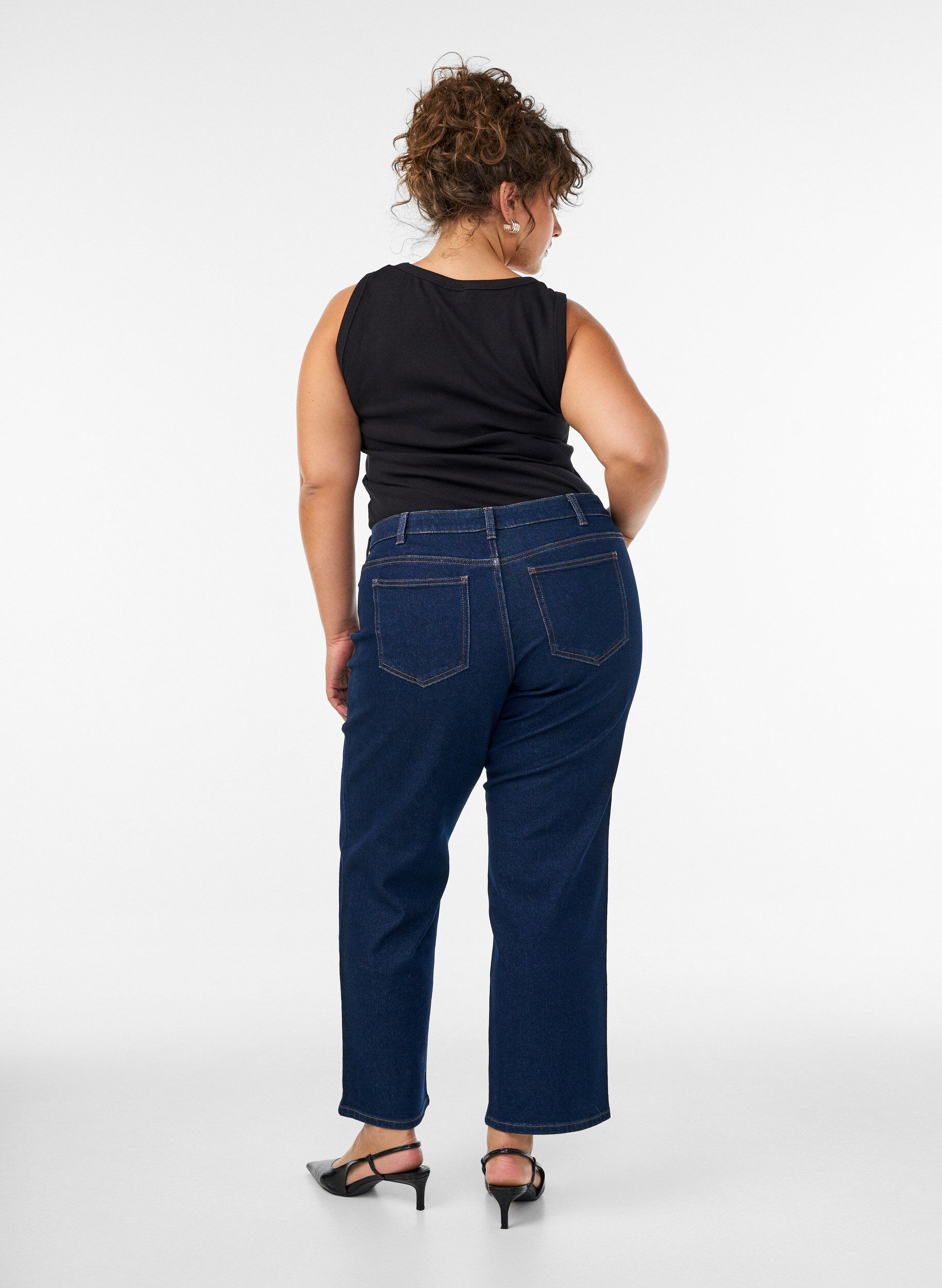 ZizzifashionCropped straight fit jeans with a regular waist, Blue, Model image number 1