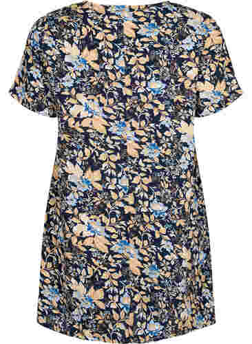 FLASH - Tunic with v neck and print, Brown Blue Flower, Packshot image number 1