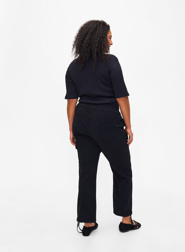 Loose cargo trousers in cotton, Black, Model image number 1