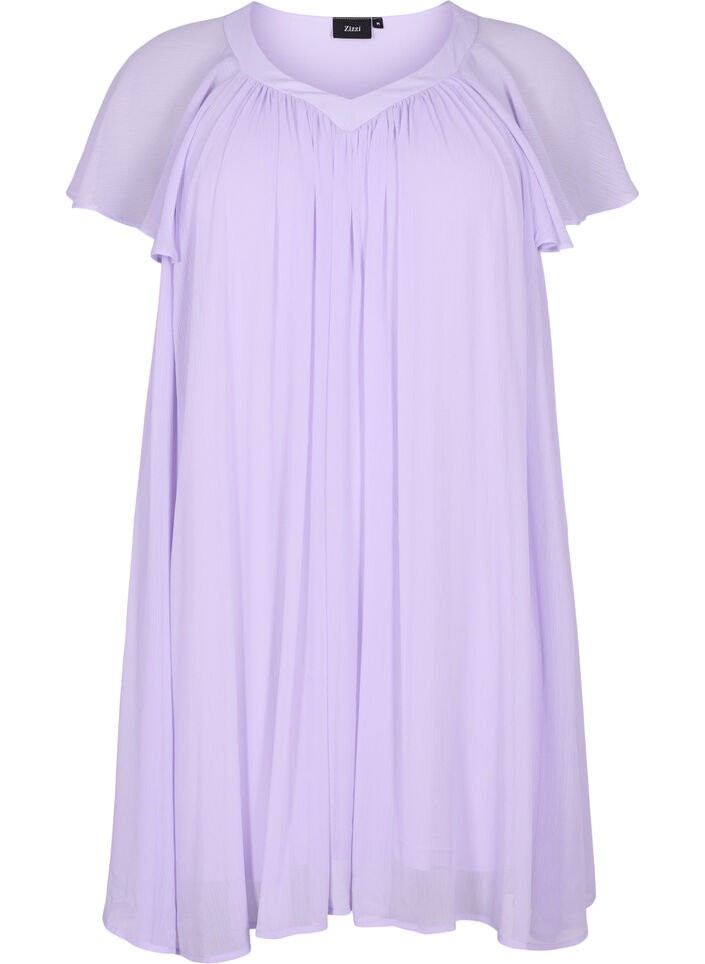 Loose dress with short sleeves, Purple Heather, Packshot image number 0