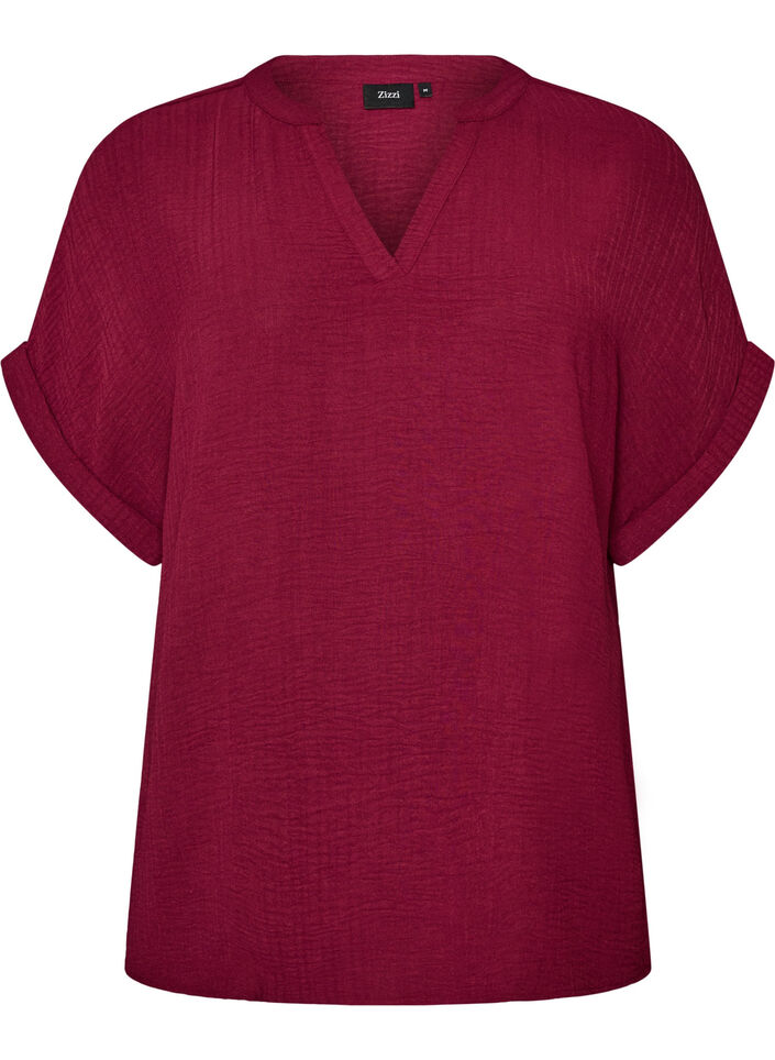 Loose blouse with short sleeves, Red, Packshot image number 0