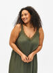 Midi-length strap dress in viscose with lace, Thyme, Model image number 2