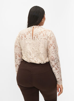 Long-sleeved lace blouse, Champagne, Model image number 1