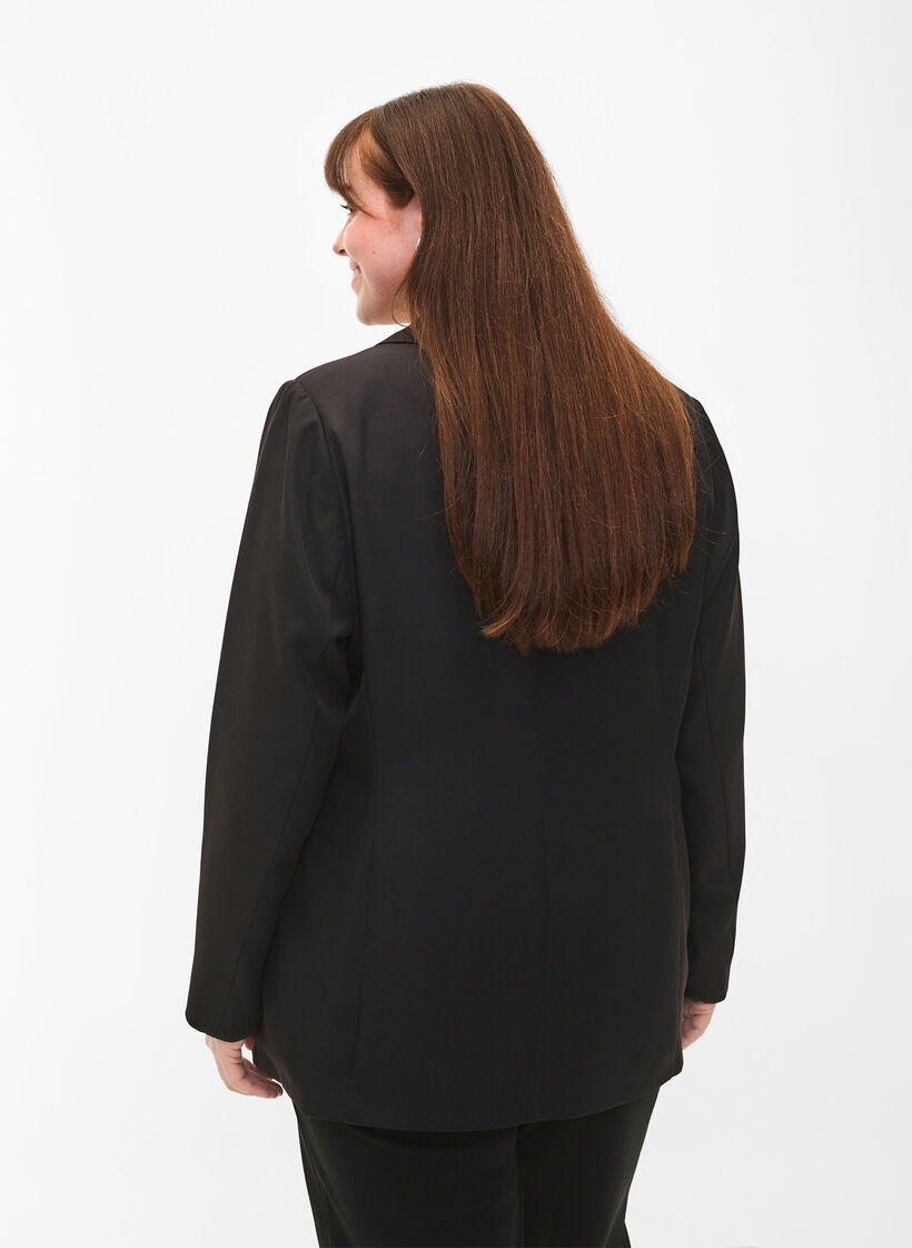 FLASH - Simple blazer with button, Black, Model image number 2