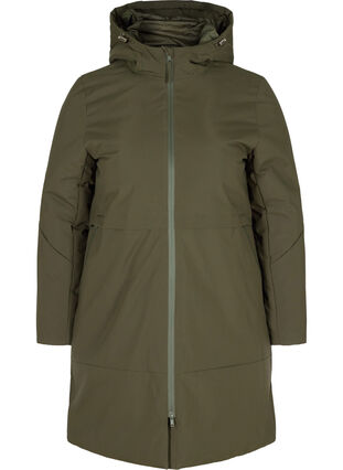 Winter jacket with a drawstring waist, Forest Night, Packshot image number 0