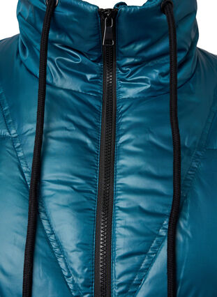 Shiny puffer jacket with zipper and pockets, Deep Teal, Packshot image number 2