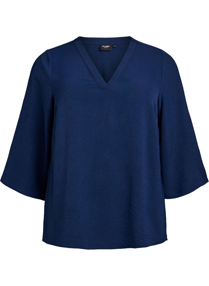 FLASH - Blouse with 3/4 sleeves, Blue, Packshot image number 0