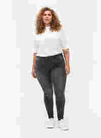 Super slim Amy jeans with high waist, Dark Grey Denim, Model