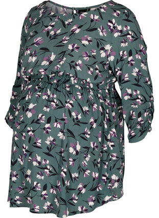 Maternity blouse in viscose and floral print, Silver Pine Flower, Packshot image number 0