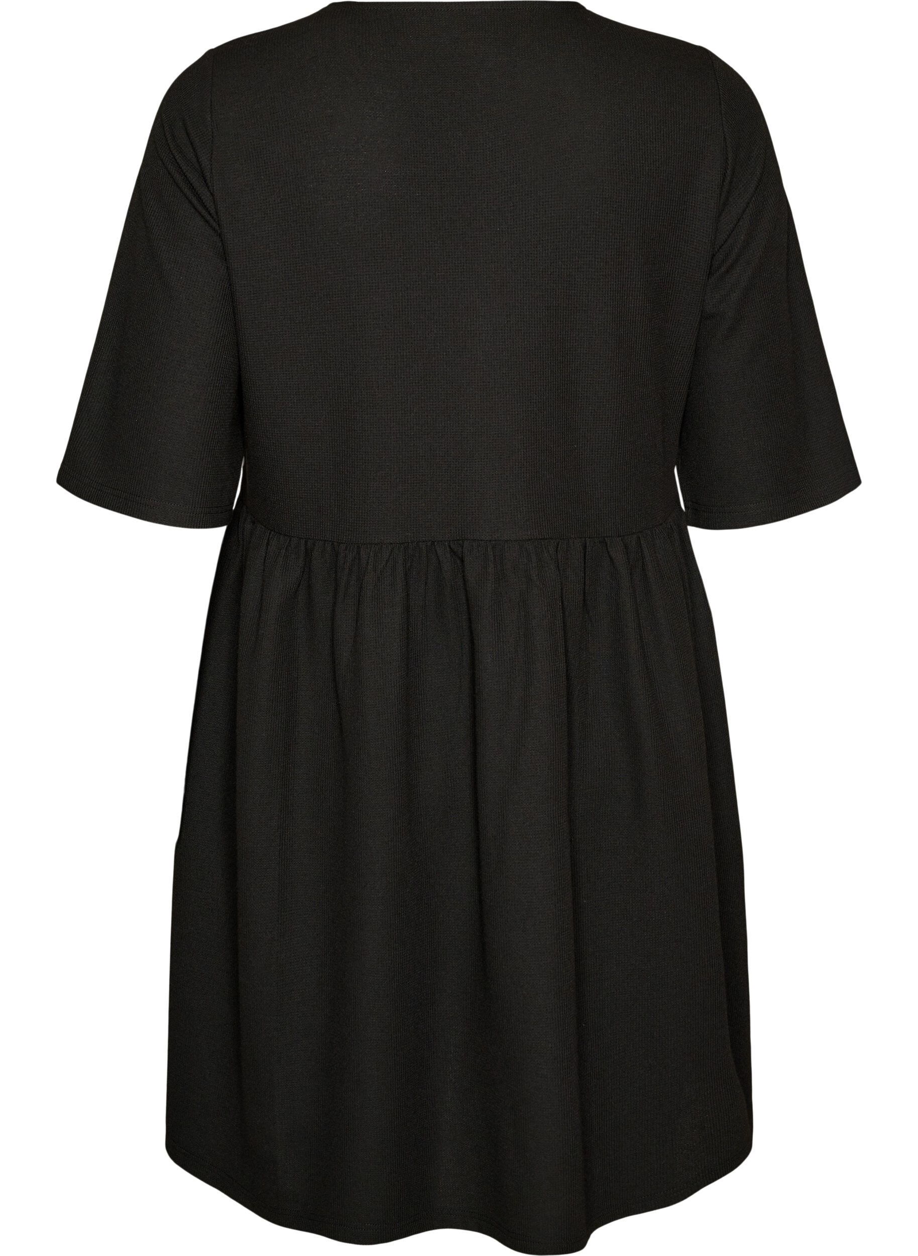 ZizzifashionDress with a ribbed texture and an empire line, Black, Packshot image number 1